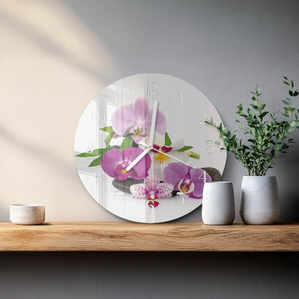 Ronde glazen klok Orchidee