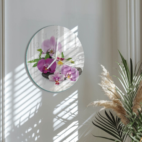 Ronde glazen klok Orchidee