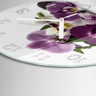 Ronde glazen klok Orchidee