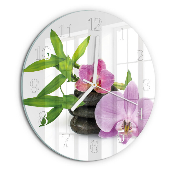 Ronde glazen klok Orchidee