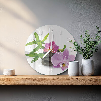 Ronde glazen klok Orchidee