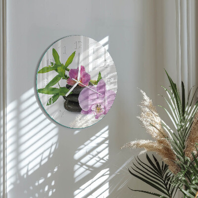 Ronde glazen klok Orchidee