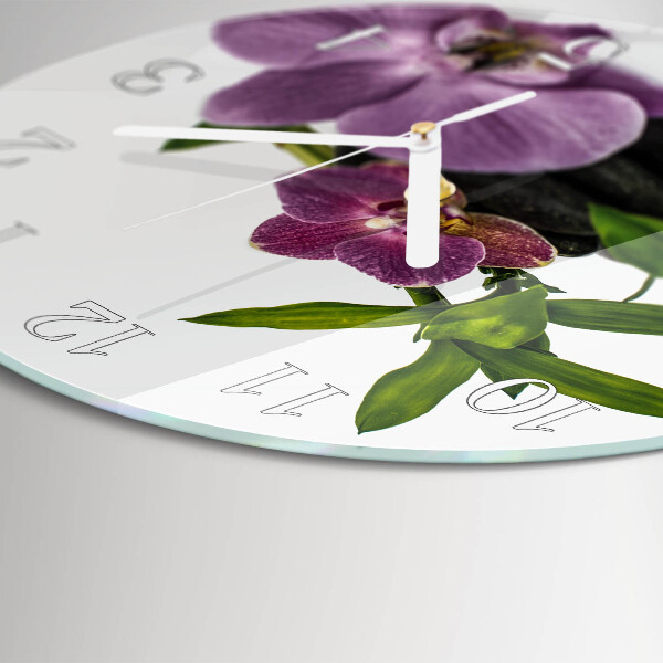 Ronde glazen klok Orchidee