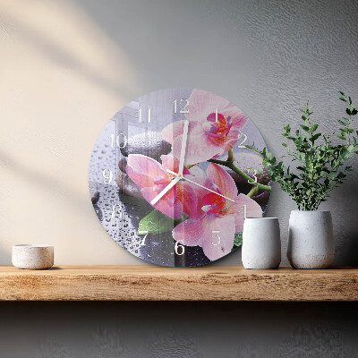 Ronde glazen klok Orchidee