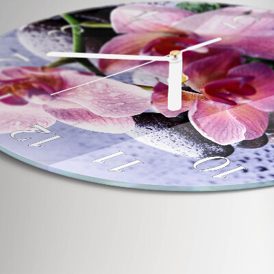 Ronde glazen klok Orchidee