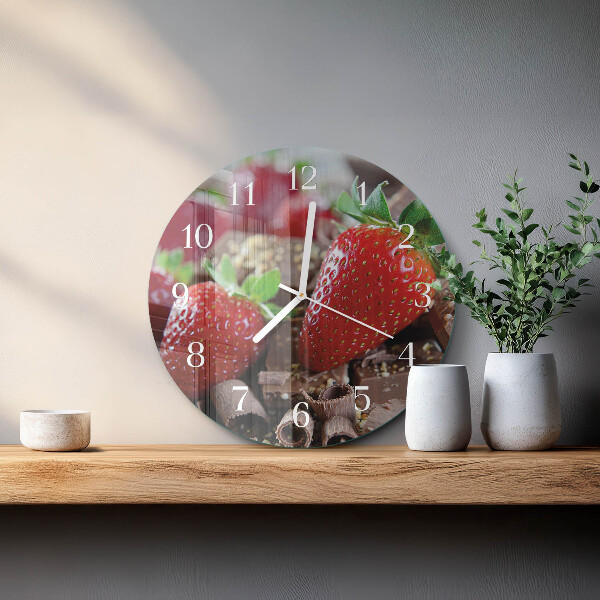 Ronde glazen klok Aardbeien