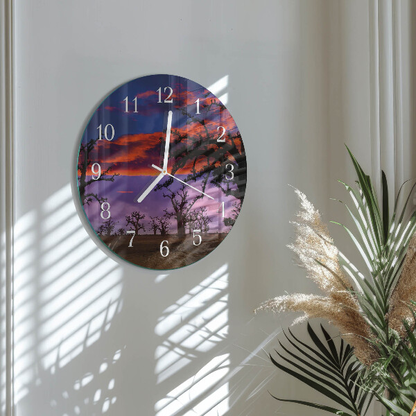 Ronde glazen klok Bomen
