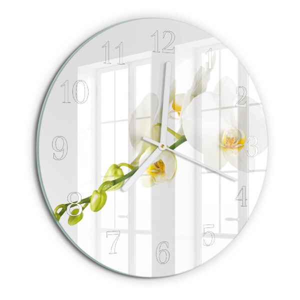 Ronde glazen klok Orchidee