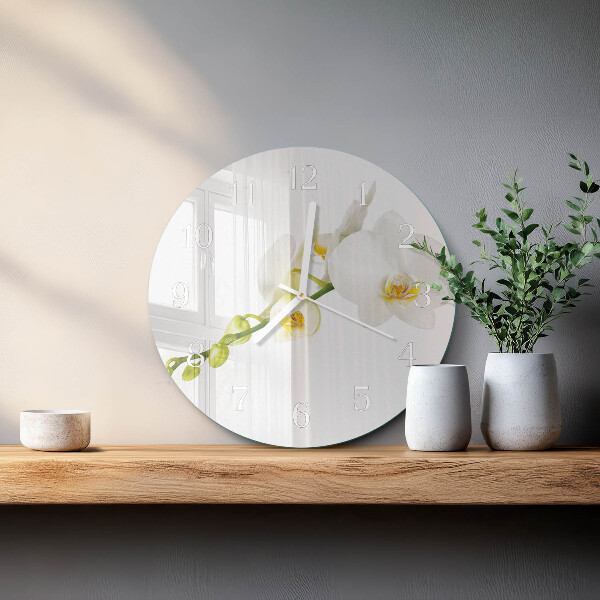 Ronde glazen klok Orchidee