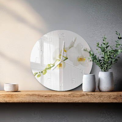 Ronde glazen klok Orchidee