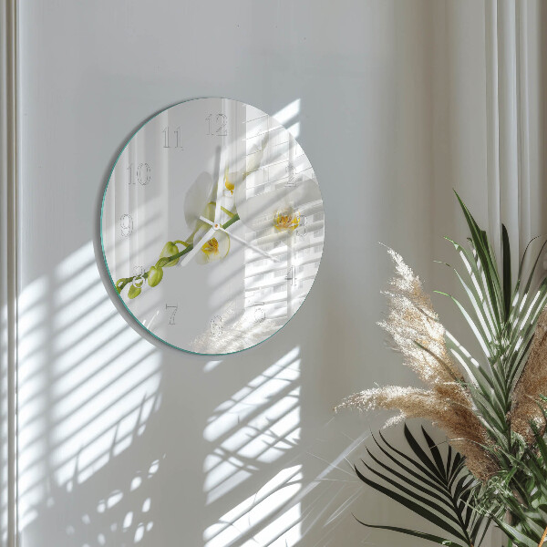 Ronde glazen klok Orchidee