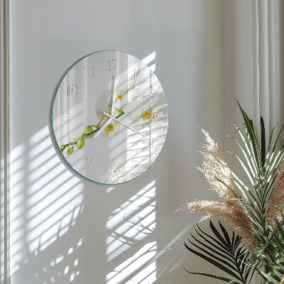 Ronde glazen klok Orchidee