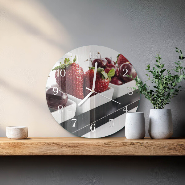 Ronde glazen klok Aardbeien