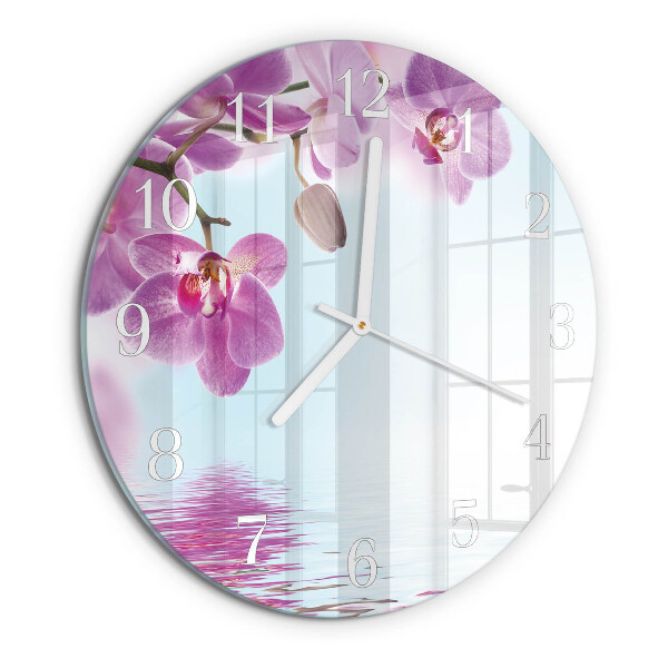 Ronde glazen klok Orchidee