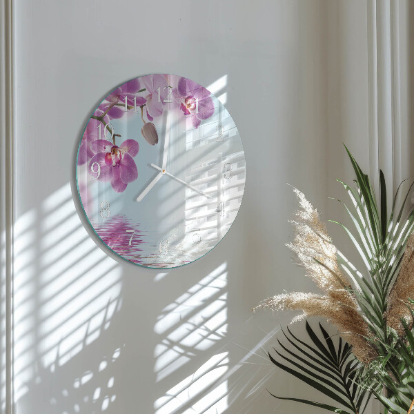 Ronde glazen klok Orchidee