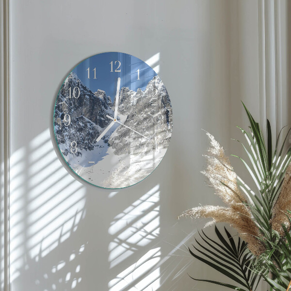 Ronde glazen klok Bergen Winter