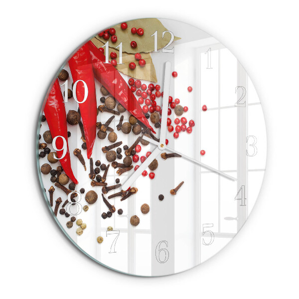 Ronde glazen klok Rode peper