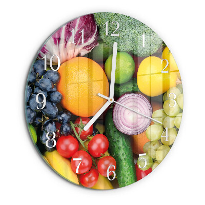 Ronde glazen klok Fruit en groenten
