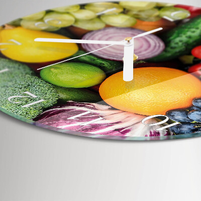 Ronde glazen klok Fruit en groenten