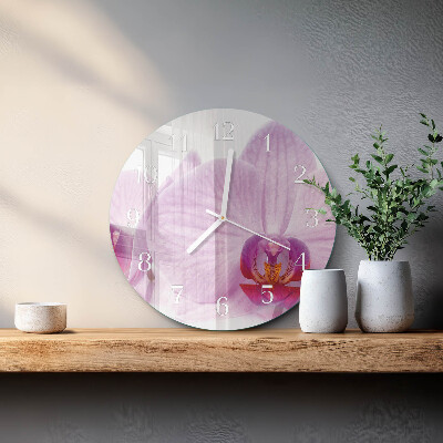 Ronde glazen klok Orchidee