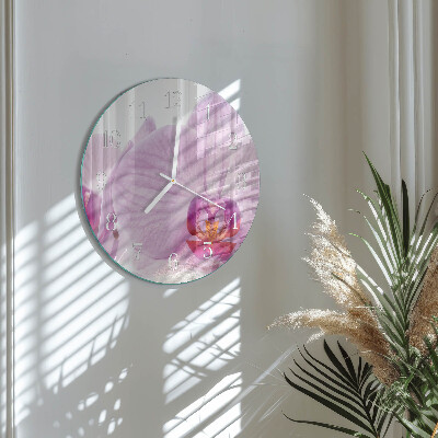 Ronde glazen klok Orchidee