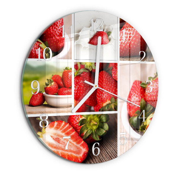Ronde glazen klok Aardbeien