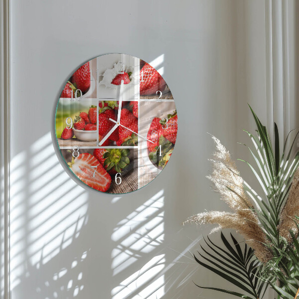 Ronde glazen klok Aardbeien
