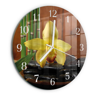 Ronde glazen klok Bamboe-orchidee