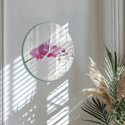 Ronde glazen klok Orchidee