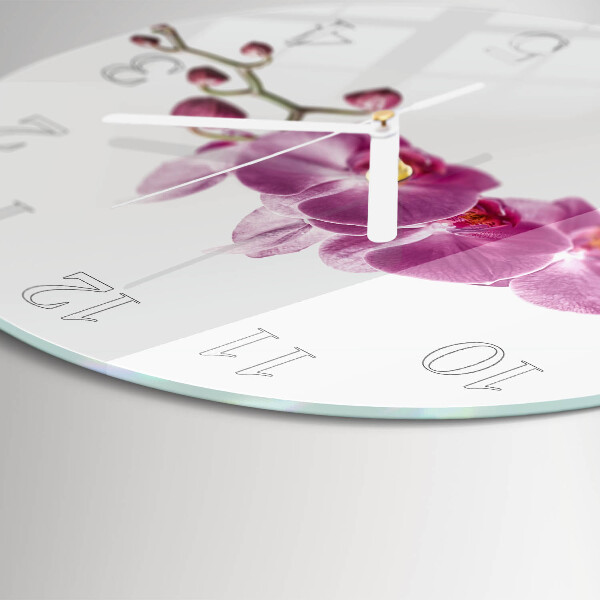 Ronde glazen klok Orchidee