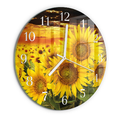 Ronde glazen klok Zonnebloemen