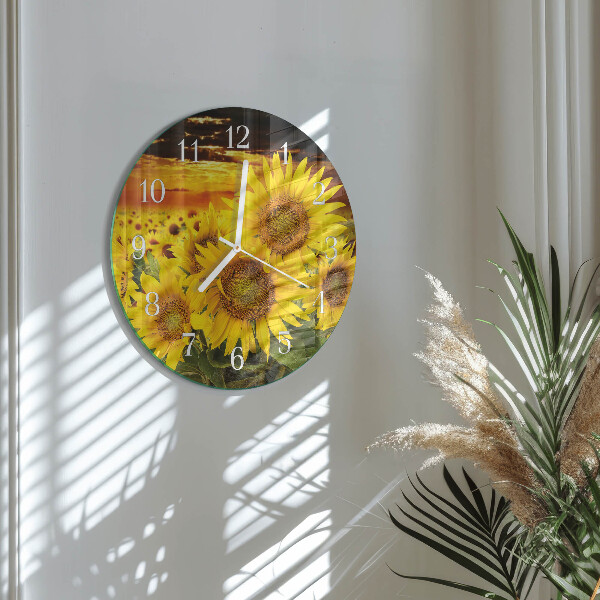 Ronde glazen klok Zonnebloemen