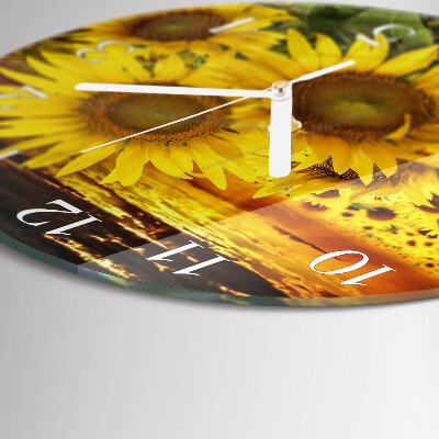 Ronde glazen klok Zonnebloemen
