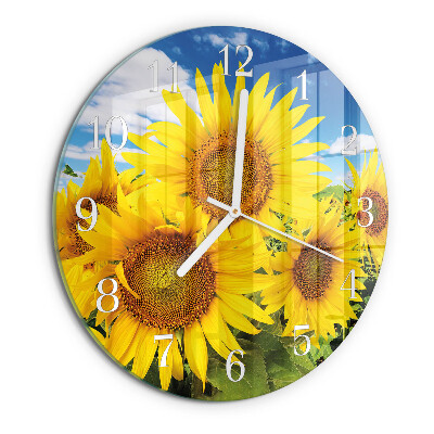 Ronde glazen klok Zonnebloemen