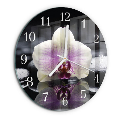 Ronde glazen klok Orchidee