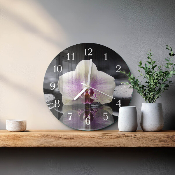 Ronde glazen klok Orchidee