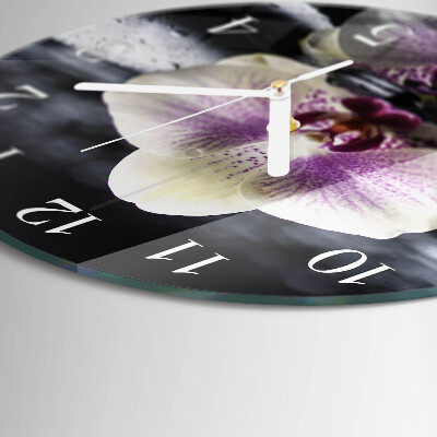 Ronde glazen klok Orchidee