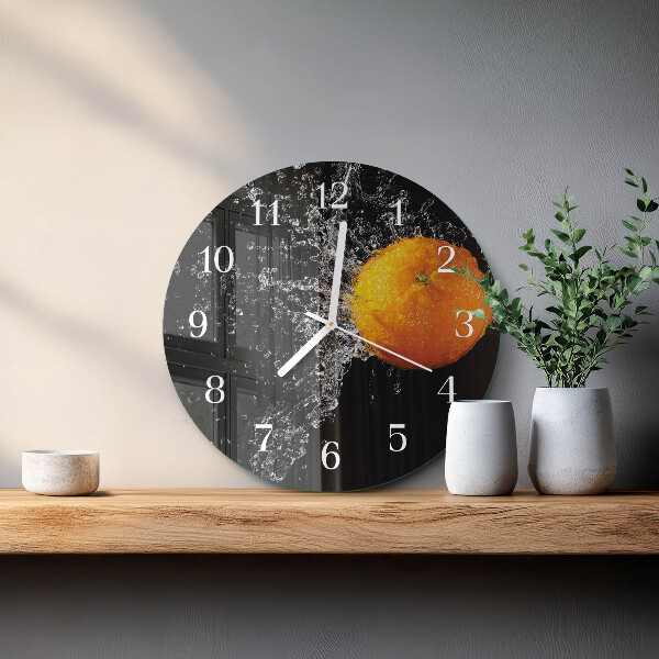Ronde glazen klok Oranje