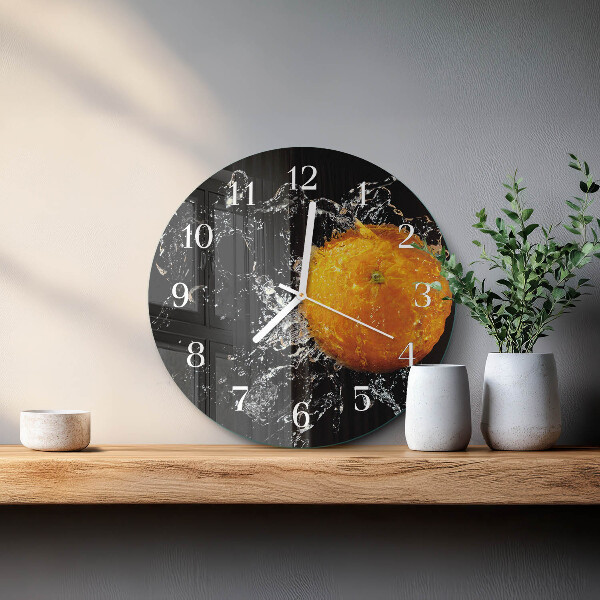 Ronde glazen klok Oranje