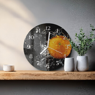 Ronde glazen klok Oranje