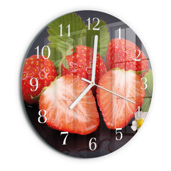 Ronde glazen klok Aardbeien