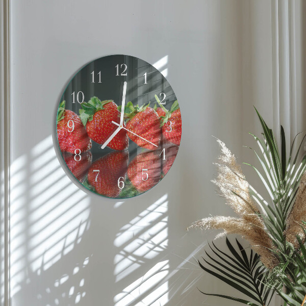 Ronde glazen klok Aardbeien