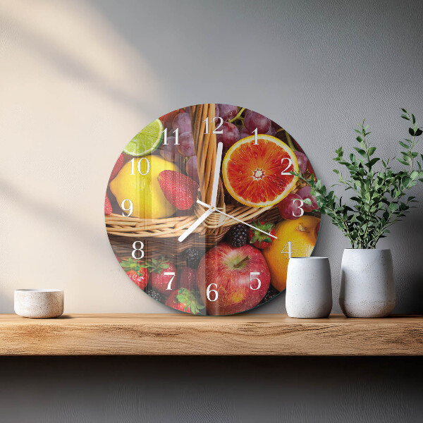 Ronde glazen klok Fruit