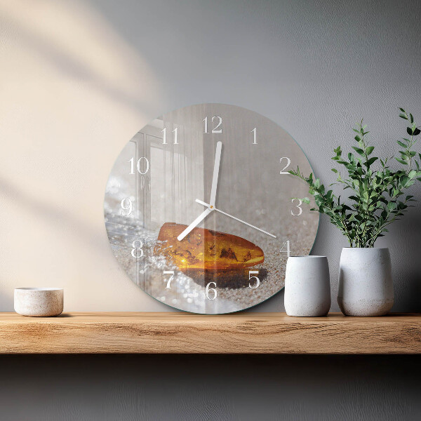 Ronde glazen klok Amber