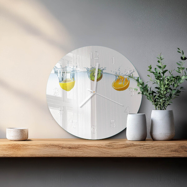Ronde glazen klok Kiwi