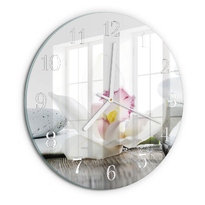 Ronde glazen klok Orchidee