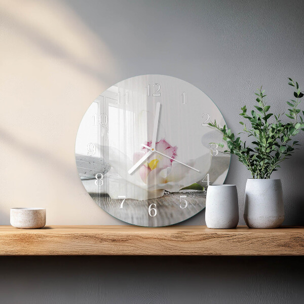 Ronde glazen klok Orchidee