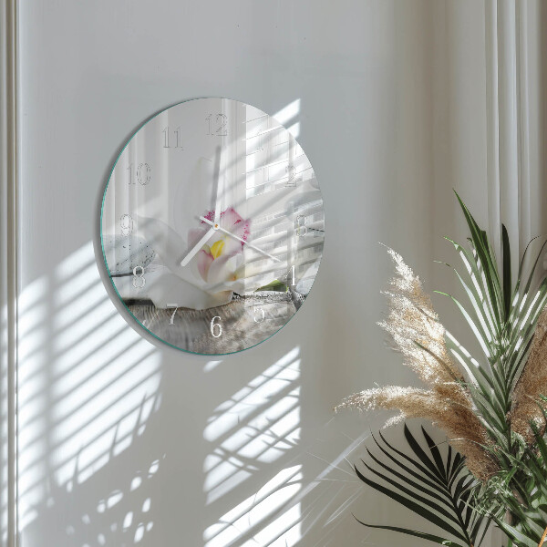 Ronde glazen klok Orchidee