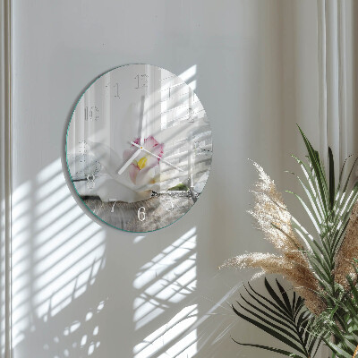 Ronde glazen klok Orchidee