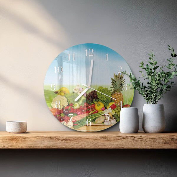 Ronde glazen klok Groenten en fruit
